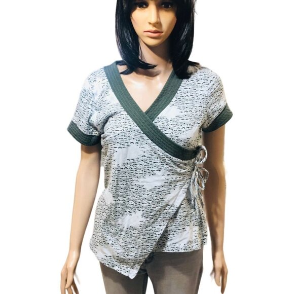 (5 for $25)V-Neck Kimono Wrap Top With Side Tie Short Sleeve Womens Blouse - Picture 2 of 9